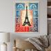 Ophelia & Co. Retro Stamp Illustration Paris Eiffel Tower On Canvas Print Metal in Black/Blue/Red | 32 H x 24 W x 1 D in | Wayfair