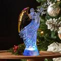 The Holiday Aisle® Electric-Led Light Up 12" Angel Trumpet Statue Figurines Home Decorations Gold Angels Wings Statue in White | Wayfair