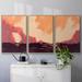 Highland Dunes Pink Rock Coast I Framed On Canvas 3 Pieces Print Canvas, Solid Wood in White | 36 H x 75 W x 2 D in | Wayfair