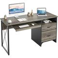 Inbox Zero Mairen 55 inch Industrial Computer Desk w/ Storage, Teacher Desk w/ Keyboard Tray & File in Gray | 30 H x 55.1 W x 21.7 D in | Wayfair