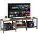 Industrial TV Stand for 70 Inch Television Cabinet 3-Tier Console with Open Storage Shelves, Entertainment Center Metal Frame