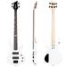 Full Size Glarry 4 String Burning Fire enclosed H-H Pickup Electric Bass Guitar with 20W Amplifier Bag Strap Connector Wrench Tool White