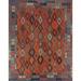 Kilim Oriental Area Rug Hand-Woven Geometric Wool Carpet - 8'2" x 9'10"