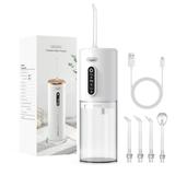 TINANA Water Dental Flosser: Portable Cordless Electric Water Flosser with 5 Jet Tips 3 Modes Rechargeable Oral Irrigator with 280ml Water Tank IPX7 Waterproof for Teeth Cleaning-White
