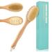 Wooden Body Brush Bath Brush for Back Scrubber - Natural Bristles Double Massage Bath Brush- Excellent for Exfoliating Skin and Cellulite - Suitable for Dry and Moist Skin Men and Women