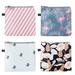 SUPVOX 4PCS Zipper Sanitary Napkin Bag Waterproof Packages for Women Girls (Cactus Flamingo Flower Stripe 1PC Each)