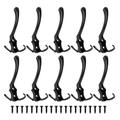 Waroomhouse Black Coat Hooks Retro Coat Hooks Stylish Durable Stainless Steel Coat Hooks Set of 10 Ideal for Bedroom Bathroom Wardrobe Easy Installation