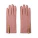 Huanledash 1 Pair Opening Fingertip Faux Leather Logo Women Gloves Autumn Winter Touch Screen Fleece Thermal Gloves Costume Accessories