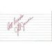 Jill Jaress Signed 3x5 Index Card One Nighter