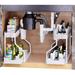 Puricon 2 Pack Under Sink Organizer 2-Tier L-Shape Sliding Under Sink Organizers and Storage Under Counter Storage Organizer Pull Out Under Sink Storage for Kitchen Bathroom -White