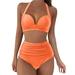 Swimsuits for Women 2024 Women s Dresses Two Piece Workout Sets for Women Orange Sizes S-2XL