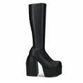 Punk Style Boots Autumn Winter High Heels Elastic Microfiber Leather Black Waterproof Shoes Q6N0 L2Y4