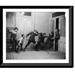 Historic Framed Print [2 boys fighting and 2 boys pushing on door through which school teacher is trying to enter] 17-7/8 x 21-7/8