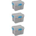 30 Gal Gasket Tote Heavy Duty Stackable Storage Bin With Latching Lid Plastic Container To Organize Basement Gray Base And Lid 3-Pack