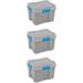 30 Gal Gasket Tote Heavy Duty Stackable Storage Bin With Latching Lid Plastic Container To Organize Basement Gray Base And Lid 3-Pack