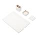 MOOG White Leather Desk Set - Desk Pad - Note Paper Holder - - Leather Coaster -Desk Accessories-Desk Organizer - Office Desk Accessories - Desktop Storage White (4PCS)