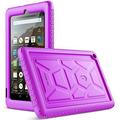 Poetic All-New Fire 7 Tablet Case (9th Gen 2019 Release) Heavy Duty Shockproof Kids Friendly Silicone Protective Case Cover Corner Protection Sound-Amplification Feature Purple