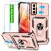 Phone Case for Samsung Galaxy S21 Case Galaxy S21 5G Case with Slide Camera Cover & Screen Protector (2Pcs) 360Â°Rotation Ring Kickstand Case for Samsung Galaxy S21 Rose Gold