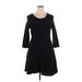 Old Navy Casual Dress - A-Line Scoop Neck 3/4 sleeves: Black Print Dresses - Women's Size X-Large