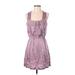 Line & Dot Casual Dress - Party Square Sleeveless: Purple Print Dresses - Women's Size Small