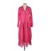 Grayson Casual Dress - A-Line V Neck 3/4 sleeves: Pink Print Dresses - Women's Size Small