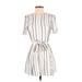 Tularosa Casual Dress - A-Line Crew Neck Short sleeves: White Print Dresses - Women's Size 2X-Small