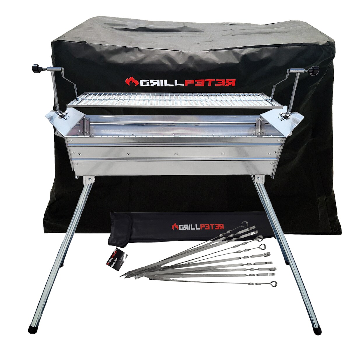 Grillpeter Mangal Ararat Edelstahl 2mm mit Abdeckhaube und Spieße Image