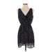 Rory Beca Casual Dress - Wrap V Neck Sleeveless: Black Dresses - Women's Size Small