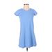 Lauren James Casual Dress - Shift: Blue Solid Dresses - Women's Size X-Small
