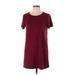 Forever 21 Casual Dress - Shift Crew Neck Short sleeves: Burgundy Print Dresses - Women's Size Large