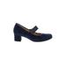 Hassia Heels: Slip-on Chunky Heel Work Blue Solid Shoes - Women's Size 40 - Round Toe