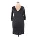 Merona Casual Dress - Sheath V Neck 3/4 sleeves: Gray Print Dresses - Women's Size 2X-Large