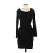 Jessica Simpson Casual Dress - Bodycon Scoop Neck Long sleeves: Black Solid Dresses - Women's Size 2
