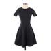 Papillon Blanc Casual Dress - A-Line: Black Solid Dresses - Women's Size X-Small