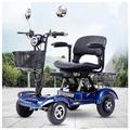 4 Wheel Mobility Scooter Two-Seater Heavy Duty Mobility Scooters for Seniors 380w 48v 20ah Portable Folding Mobility Scooter Elderly-Full Led Lighting Adults 200kg Capacity,Blue