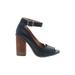 Kelsi Dagger Brooklyn Heels: Pumps Chunky Heel Boho Chic Black Print Shoes - Women's Size 7 1/2 - Peep Toe