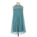Xhilaration Casual Dress - Mini Mock Sleeveless: Teal Dresses - Women's Size Small