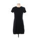 DKNY Casual Dress - Mini Crew Neck Short sleeves: Black Solid Dresses - Women's Size Small Petite