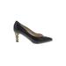 Gianmarco Lorenzi Heels: Slip-on Chunky Heel Work Black Solid Shoes - Women's Size 37.5 - Almond Toe