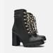 Zara Shoes | Nwt Zara Black Lace Up Combat Heel Real Leather Boots Lug Soles Fur Size 36 6 | Color: Black | Size: 6