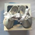 Ralph Lauren Shoes | Girls' Briley Satin Bow Ballet Crib Shoes (Infant) | Color: Silver | Size: 3bb