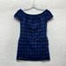 Madewell Dresses | Madewell Linen Cotton Blend Off Shoulder Mini Shift Dress 2 S Small Blue Plaid | Color: Blue | Size: 2