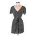Divided by H&M Casual Dress - A-Line Plunge Short sleeves: Black Dresses - Women's Size Medium