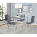 LumiSource Fuji-Mason 4 - Person Dining Set Glass/Upholstered/Metal in Gray | 29.75 H x 47 W x 28 D in | Wayfair DS5-FUJI47CL+4MSNUPPUSSGY