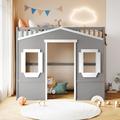 Harper Orchard Maastricht Loft Bed, Wood in Gray/White | 65 H x 43 W x 78 D in | Wayfair EDA63C7CB57447C6ACD23F14F4BA33CE