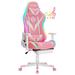 Hoffree Rocking Gaming Chair w/ Speakers Ergonomic Gamer Chair w/ Massage for Office & Gaming Faux /Foam Padding in Pink/White | Wayfair