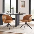 Wade Logan® Bernadean Tufted Swivel Dining Arm Chair Faux Leather in Brown | 29.13 H x 22.05 W x 22.83 D in | Wayfair