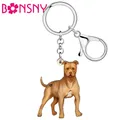 BONSNY-Porte-clés en acrylique Pit Bull Terrier Dog pour femmes et enfants porte-clés bijoux