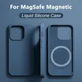 Coque en silicone liquide d'origine pour iPhone Magsafe charge magnétique sans fil coque de