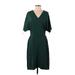 BOSS by HUGO BOSS Casual Dress - Wrap: Green Solid Dresses - Women's Size 4